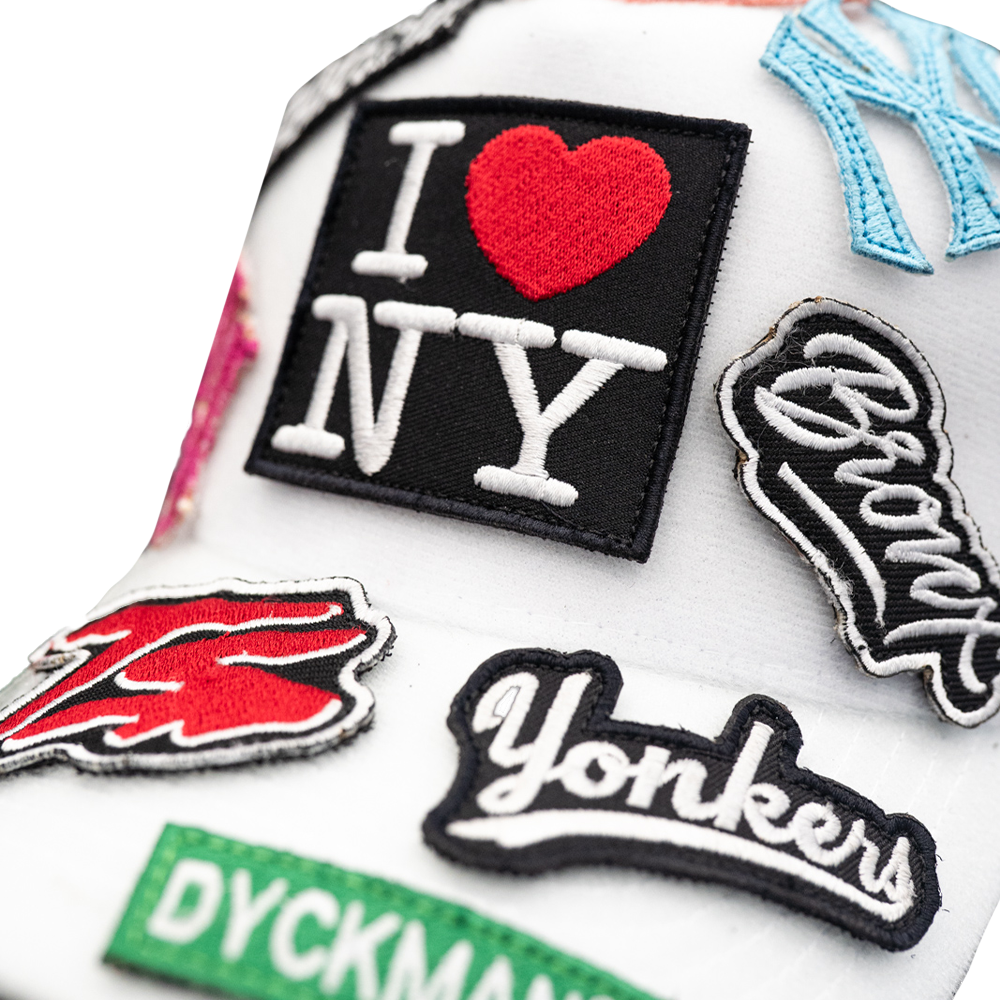 UP NYC x Stiky White Trucker Hat with Patches
