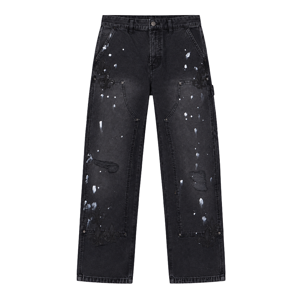 MNML Ultra Baggy Torn Fleur Double Knee Pant